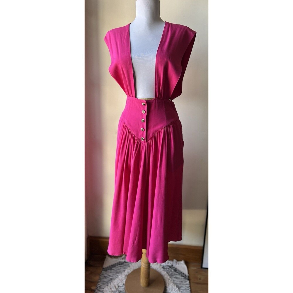 Carol Anderson by Invitation Pink Sleeveless Button Front Tie Dress Size 6 USA
